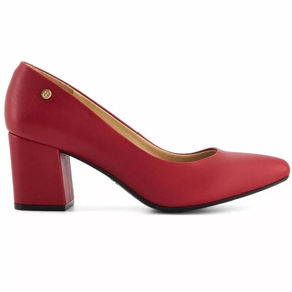 NEW ANDREA women's block heel pumps in red - Picture 2 of 4